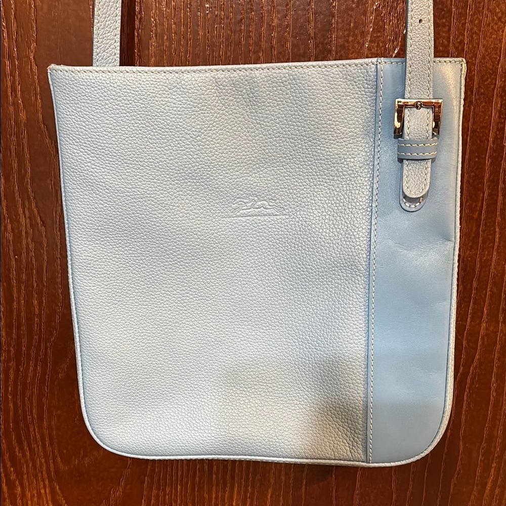Longchamp Elegant Light Blue Leather Crossbody Bag EUC